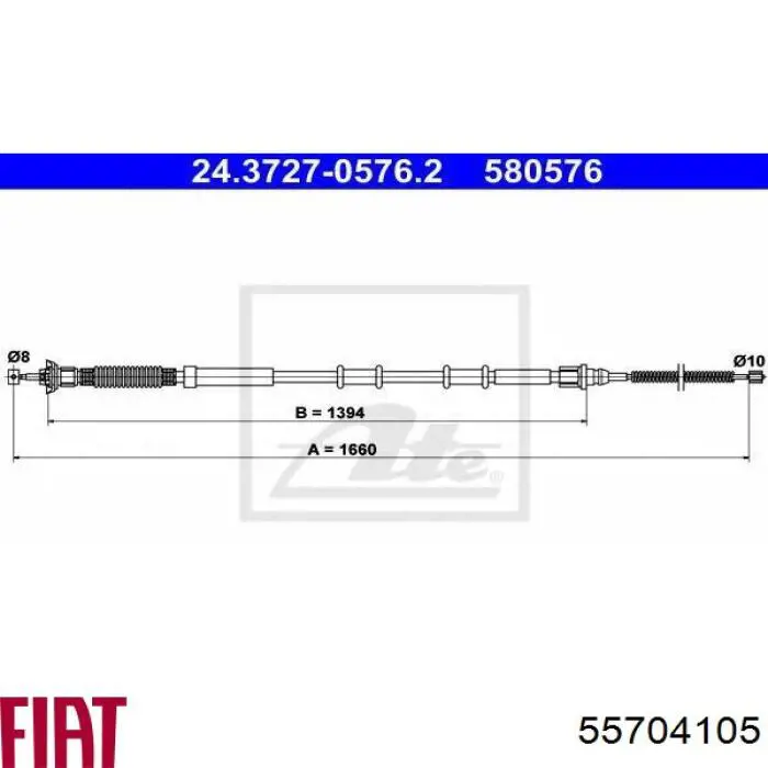 Трос стоянкового гальма задній правий Starline LABR1350 ціна, від 12.75 USD
