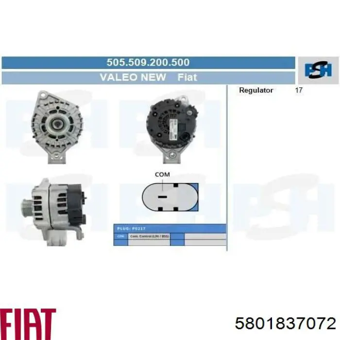 Генератор Fiat/Alfa/Lancia 5801837072 ціна, від 281.52 USD
