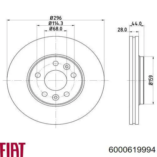 Диск переднього гальма Fiat/Alfa/Lancia 6000619994 ціна, від 67.37 USD