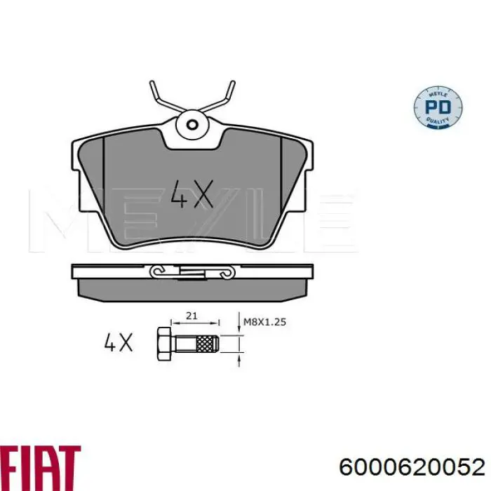 Задні гальмівні колодки Fiat/Alfa/Lancia 6000620052 ціна, від 20.80 USD