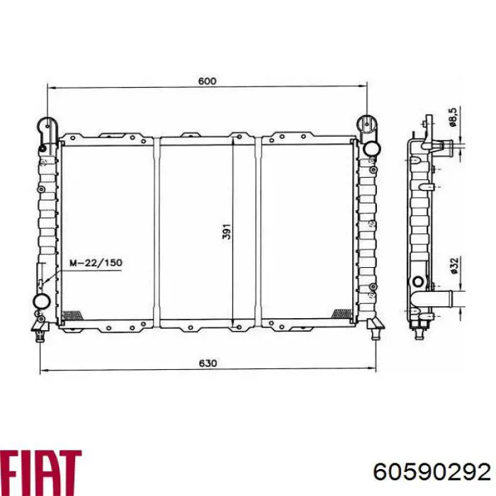 Радіатор охолодження двигуна 60590292 Fiat/Alfa/Lancia