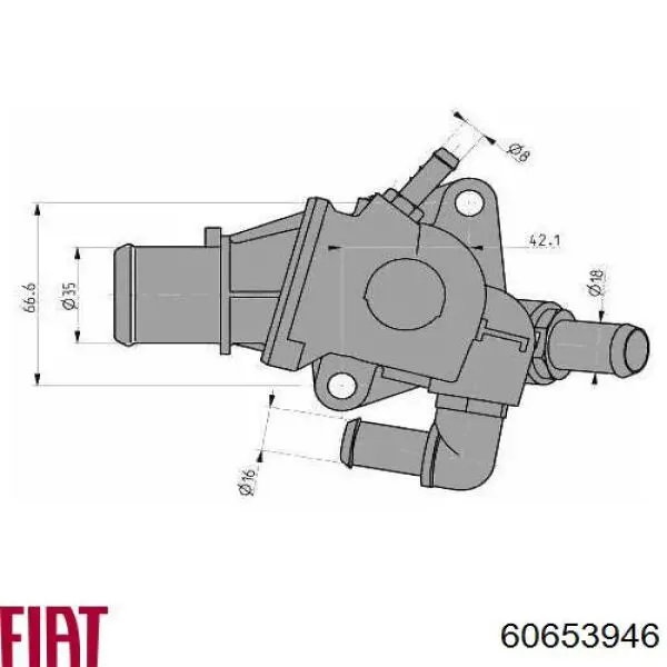 Купити 60653946 Fiat/Alfa/Lancia Термостат в корпусі