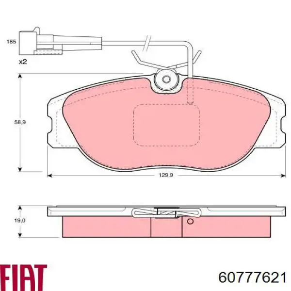 60777621 Fiat/Alfa/Lancia Передні гальмівні колодки