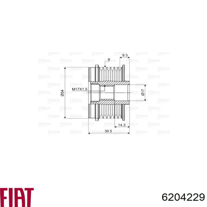 Купити 6204229 Fiat/Alfa/Lancia Шків генератора