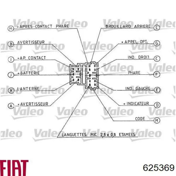 Перемикач підрульовий, лівий 625369 Fiat/Alfa/Lancia