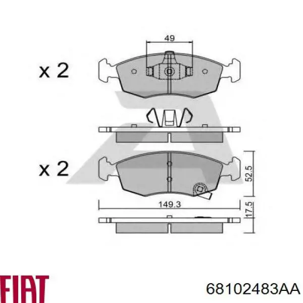 Колодки гальмівні передні, дискові 68102483AA Fiat/Alfa/Lancia