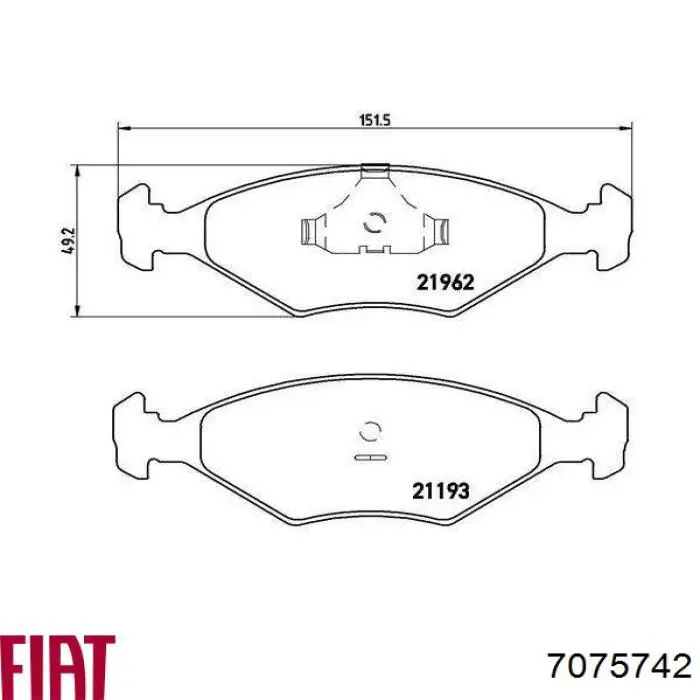 Колодки гальмівні передні, дискові 7075742 Fiat/Alfa/Lancia