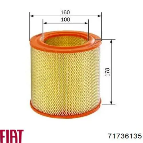 Елемент повітряного фільтра Fiat/Alfa/Lancia 71736135 ціна, від 5.82 USD