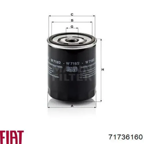 Масляний фільтр двигуна Fiat/Alfa/Lancia 71736160 ціна, від 5.84 USD