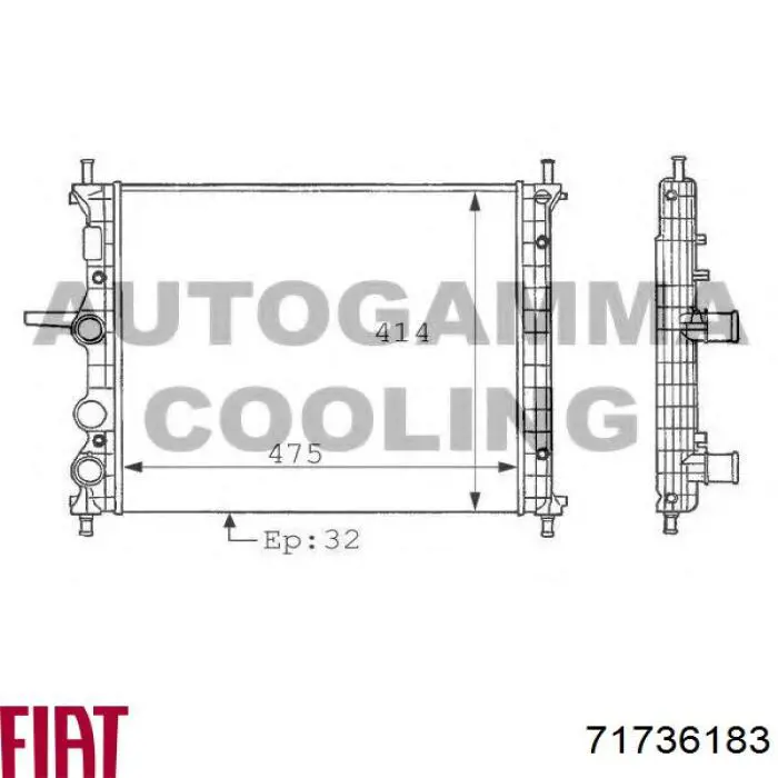 71736183 Fiat/Alfa/Lancia радіатор охолодження двигуна