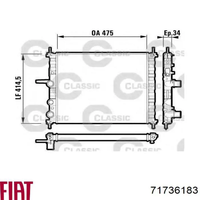 Купити 71736183 Fiat/Alfa/Lancia Радіатор двигуна