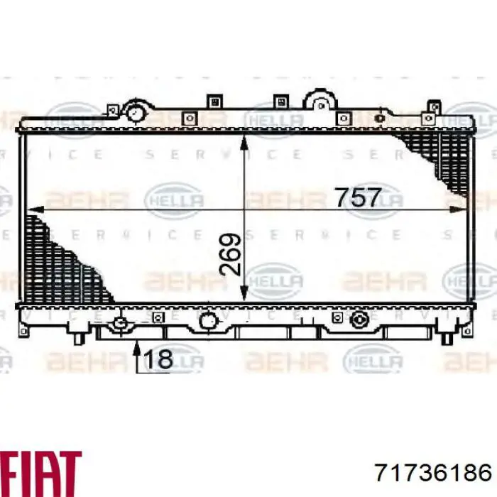 Радіатор охолодження двигуна 71736186 Fiat/Alfa/Lancia