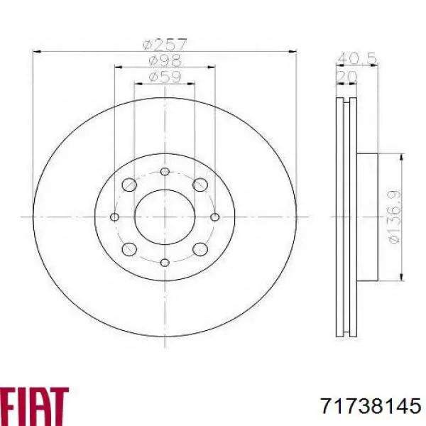Купити 71738145 Fiat/Alfa/Lancia Ротор гальмівний