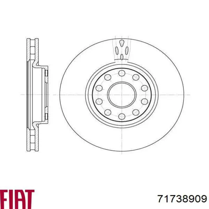 71738909 Fiat/Alfa/Lancia Гальмо дискове переднє