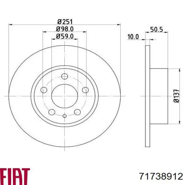 Задні дискові гальма Fiat/Alfa/Lancia 71738912 ціна, від 29.80 USD
