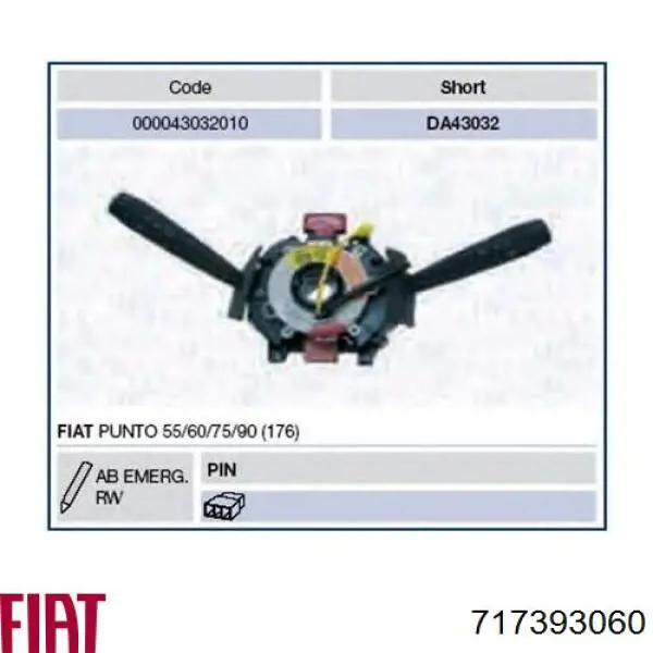 Перемикачі Fiat/Alfa/Lancia 717393060 ціна, від 111.91 USD