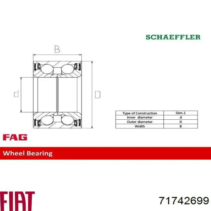 Купити 71742699 Fiat/Alfa/Lancia Підшипник ступиці передньої