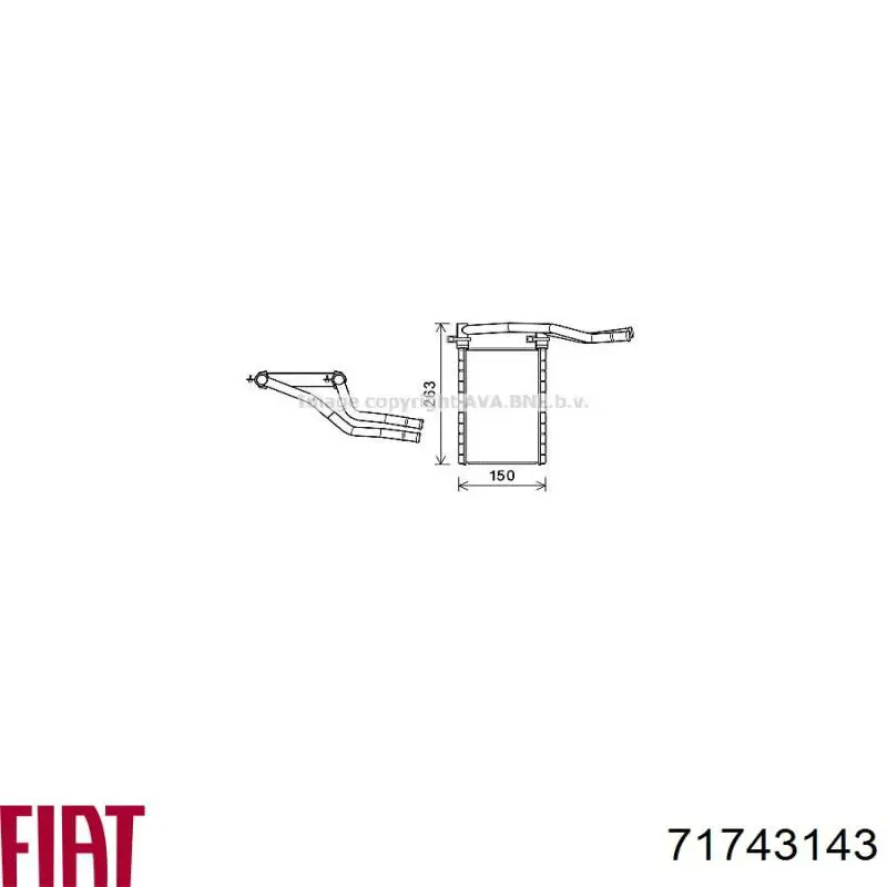 71743143 Fiat/Alfa/Lancia Радіатор опалювача салону