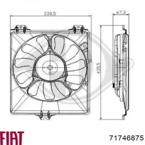 71746875 Fiat/Alfa/Lancia Дифузор радіатора охолодження, в зборі з мотором і крильчаткою