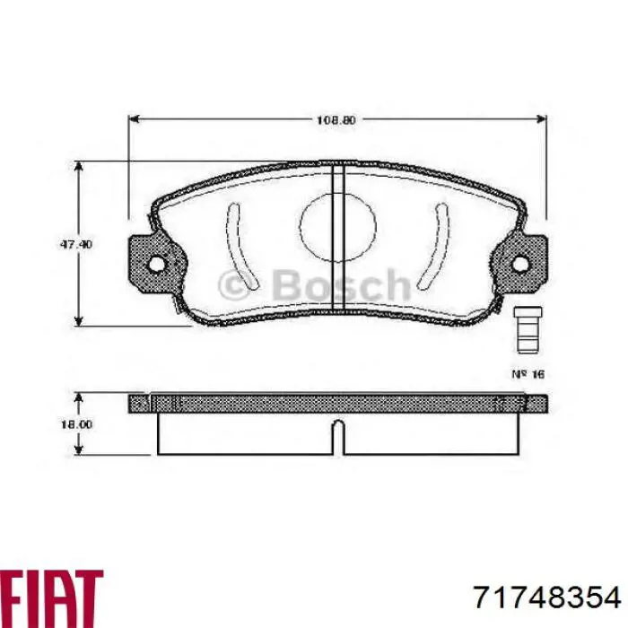 71748354 Fiat/Alfa/Lancia колодки гальмівні передні, дискові