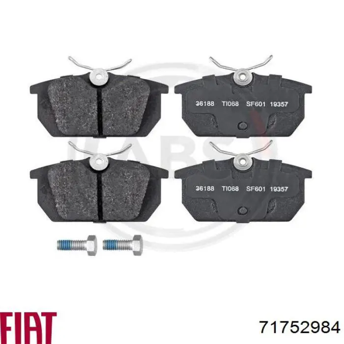 Задні гальмівні колодки Fiat/Alfa/Lancia 71752984 ціна, від 15.69 USD