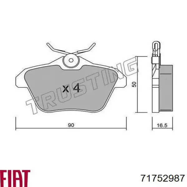Задні гальмівні колодки Fiat/Alfa/Lancia 71752987 ціна, від 15.67 USD