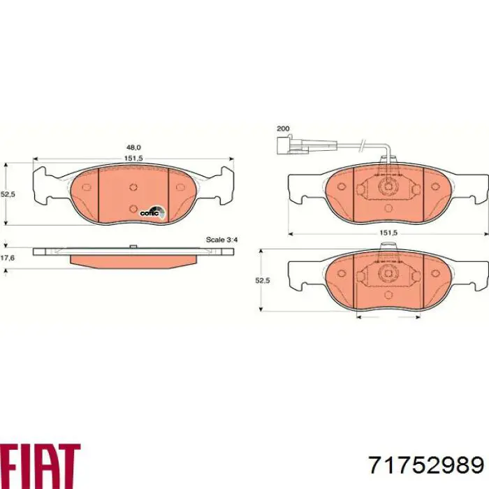 Купити 71752989 Fiat/Alfa/Lancia Колодки гальмівні передні, дискові
