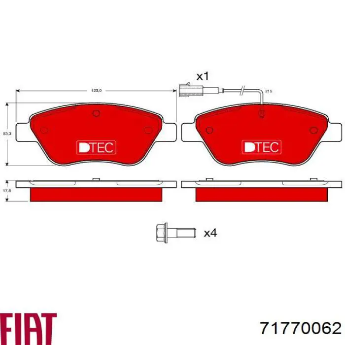 Передні тормозні колодки 71770062 Fiat/Alfa/Lancia