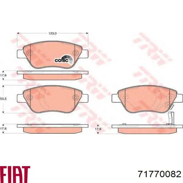 Гальмівні колодки Fiat/Alfa/Lancia 71770082 ціна, від 18.56 USD