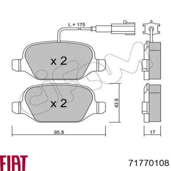 Задні гальмівні колодки Fiat/Alfa/Lancia 71770108 ціна, від 33.02 USD