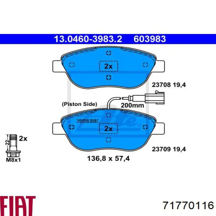 Гальмівні колодки Fiat/Alfa/Lancia 71770116 ціна, від 17.76 USD