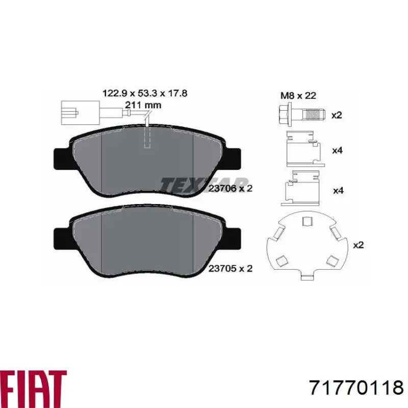 Передні тормозні колодки 71770118 Fiat/Alfa/Lancia