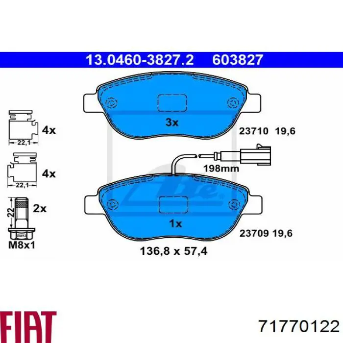 Передні тормозні колодки 71770122 Fiat/Alfa/Lancia