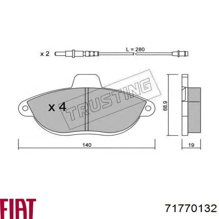 71770132 Fiat/Alfa/Lancia Передні гальмівні колодки