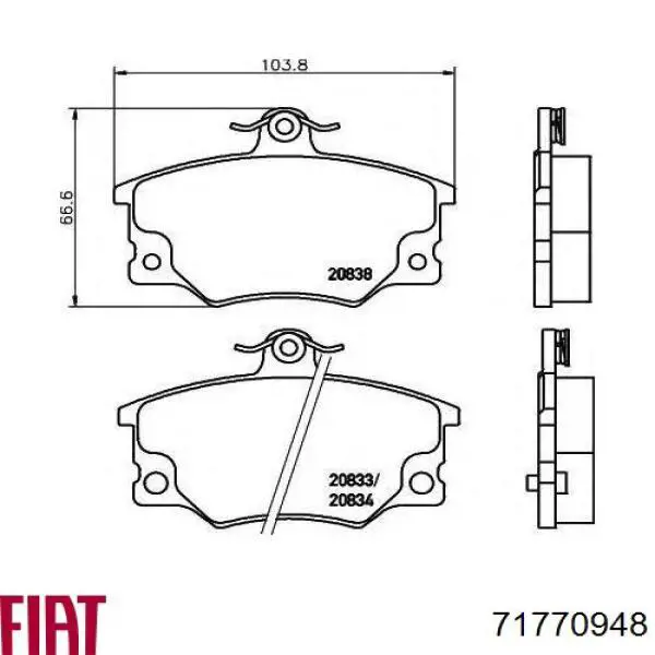 Купити 71770948 Fiat/Alfa/Lancia Колодки гальмівні передні, дискові