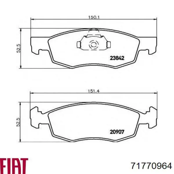 71770964 Fiat/Alfa/Lancia Передні гальмівні колодки