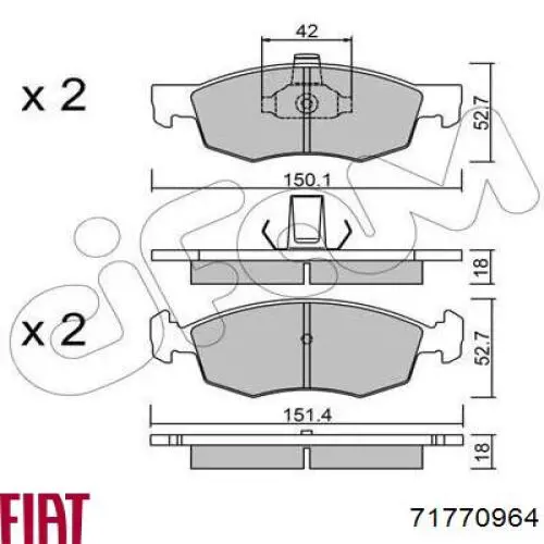 Гальмівні колодки Fiat/Alfa/Lancia 71770964 ціна, від 18.83 USD