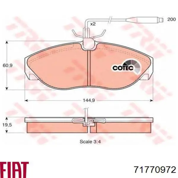 71770972 Fiat/Alfa/Lancia Передні гальмівні колодки