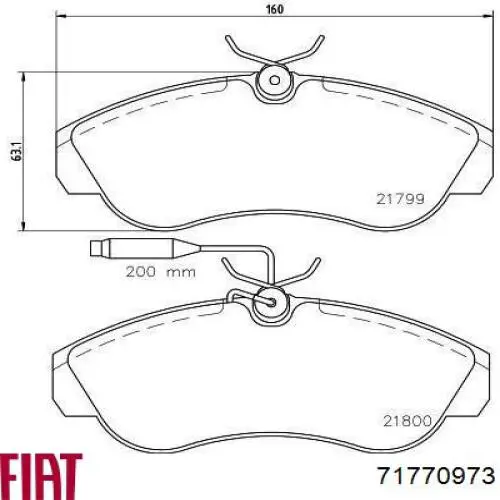 71770973 Fiat/Alfa/Lancia Передні гальмівні колодки