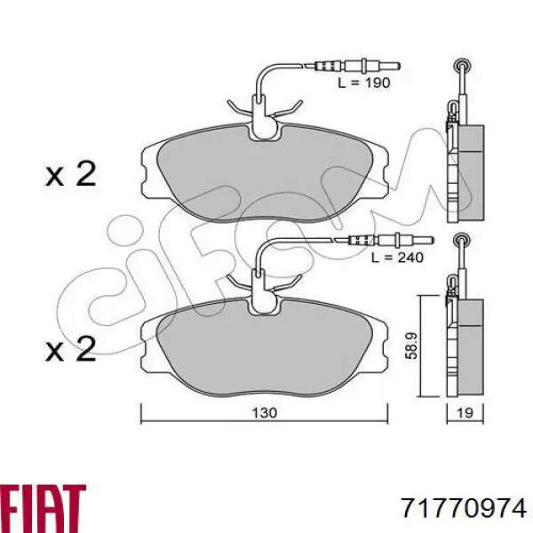 Купити 71770974 Fiat/Alfa/Lancia Колодки гальмівні передні, дискові