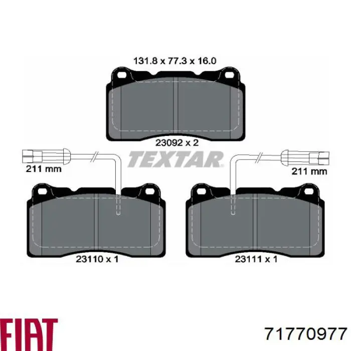 Купити 71770977 Fiat/Alfa/Lancia Колодки гальмівні передні, дискові