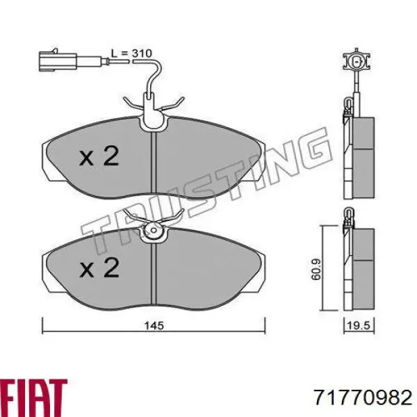 Гальмівні колодки Fiat/Alfa/Lancia 71770982 ціна, від 24.42 USD