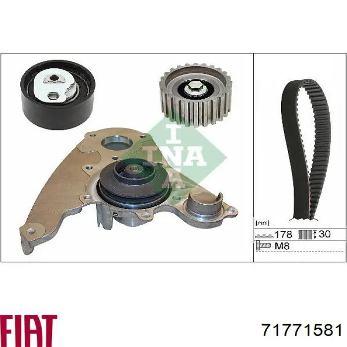 Комплект ГРМ Fiat/Alfa/Lancia 71771581 ціна, від 193.57 USD