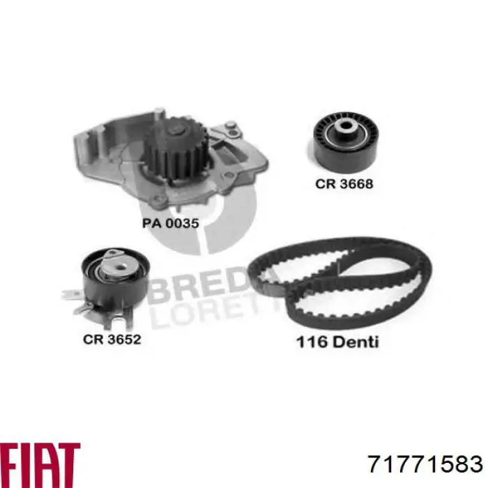 Комплект ГРМ Fiat/Alfa/Lancia 71771583 ціна, від 101.03 USD