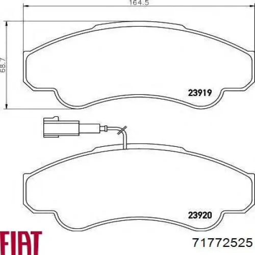 71772525 Fiat/Alfa/Lancia Передні гальмівні колодки