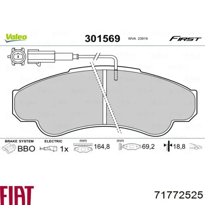 Купити 71772525 Fiat/Alfa/Lancia Колодки гальмівні передні, дискові