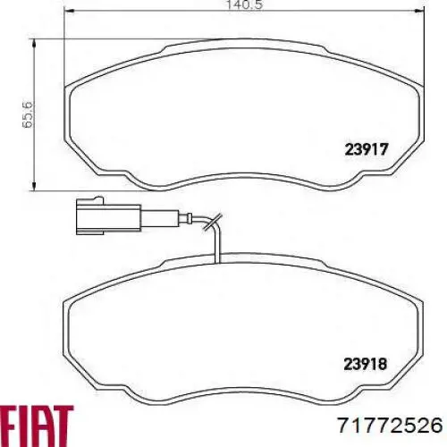Купити 71772526 Fiat/Alfa/Lancia Колодки гальмівні передні, дискові