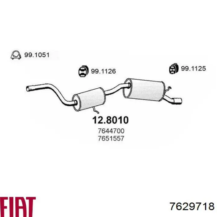 7629718 Fiat/Alfa/Lancia Глушник, задня частина