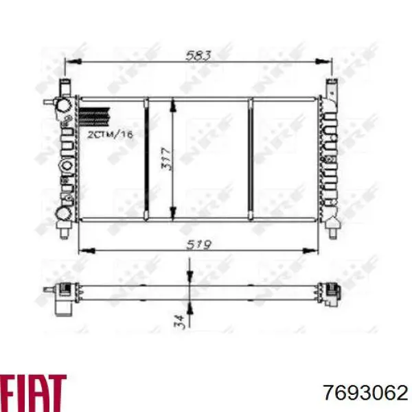 Радіатор охолодження двигуна 7693062 Fiat/Alfa/Lancia