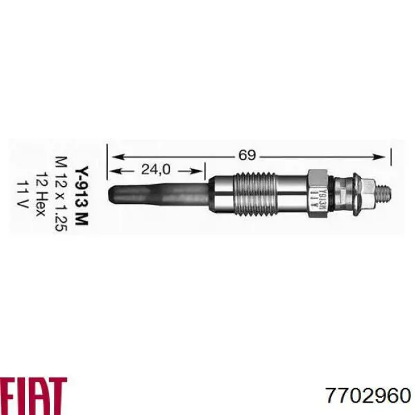 Свічка накалу 7702960 Fiat/Alfa/Lancia